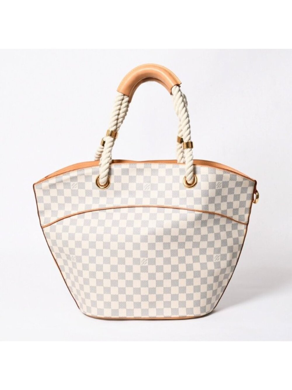 Louis Vuitton Damier Azur Pon Blanc GM Tote Shoulder Bag Gold